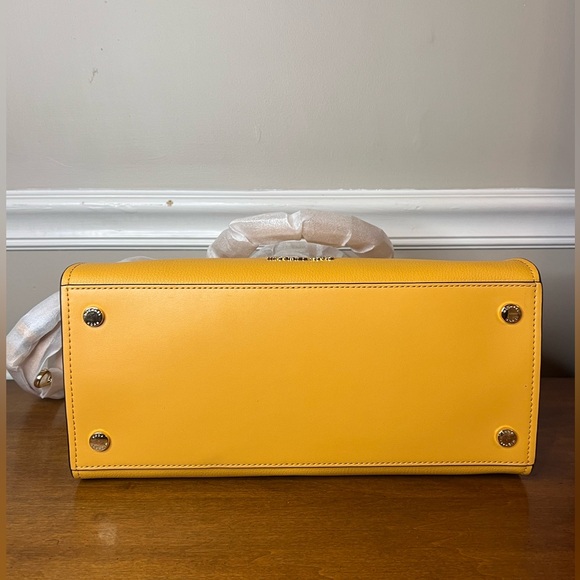 Michael Kors Hamilton Medium Top Zip Colorful Golden Rod Leather Satchel NWT - Picture 8 of 12